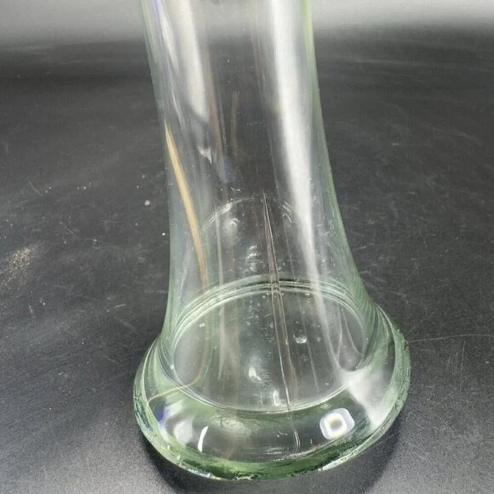 Vintage 1980s Clear Art Glass Vase Swung Vase‎ Wavy Edges Glass Bud Vase Decor